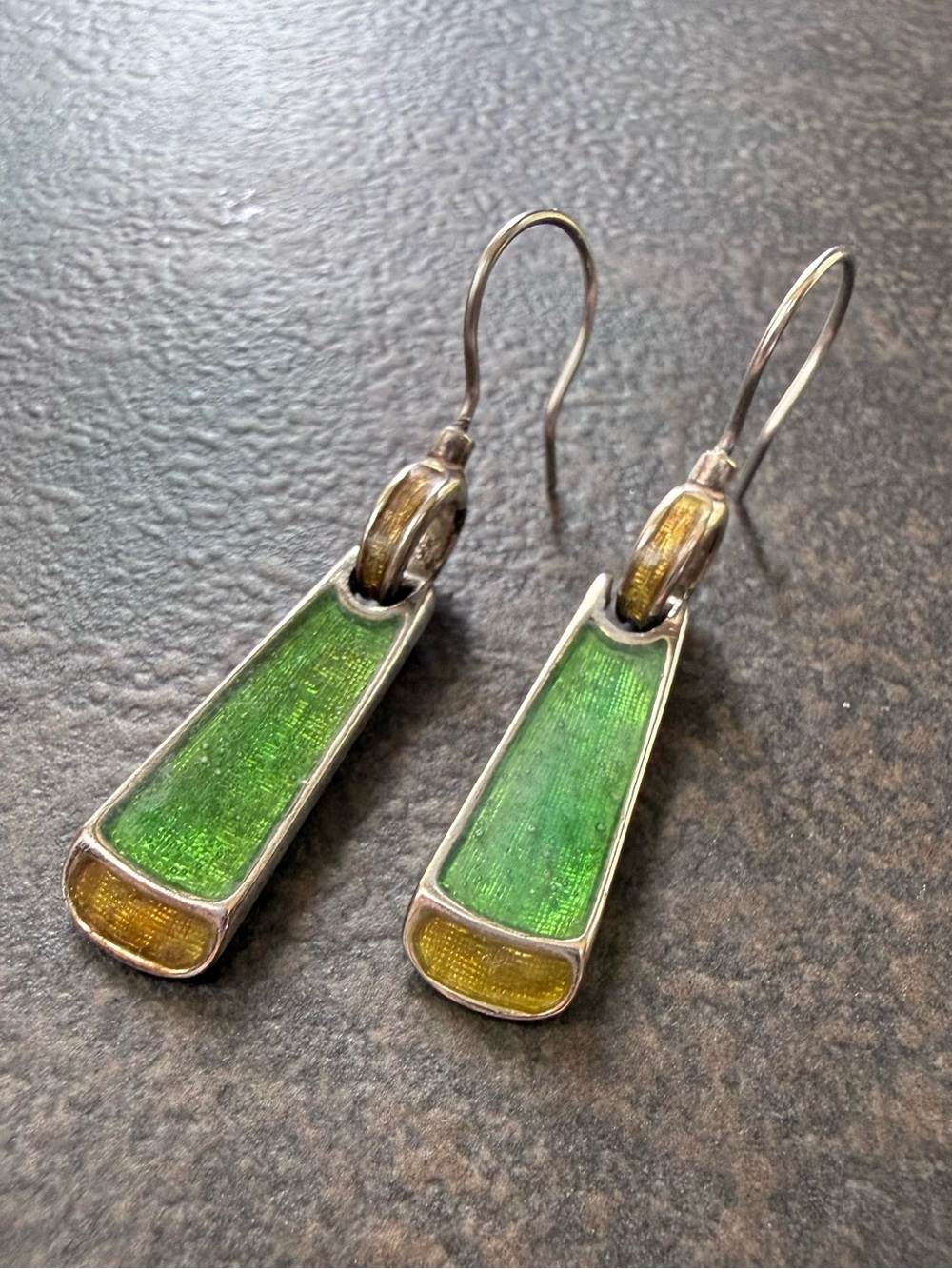 LC Lauren Conrad Green and Yellow Enamel Drop Earrings